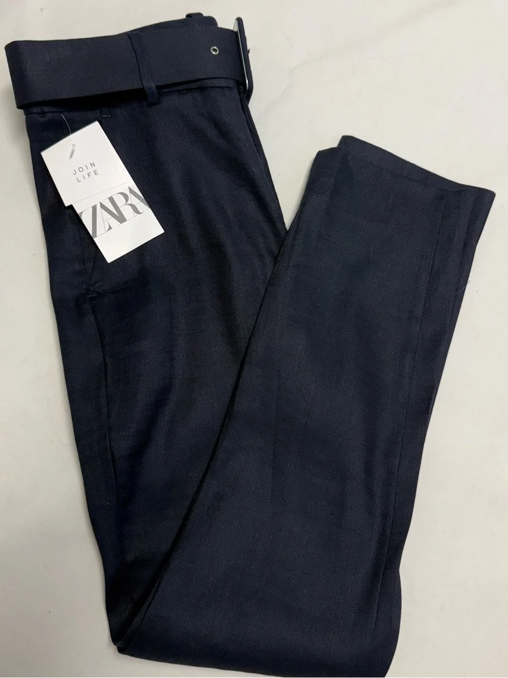 ZARA Black Skinny Belted Trousers NWT